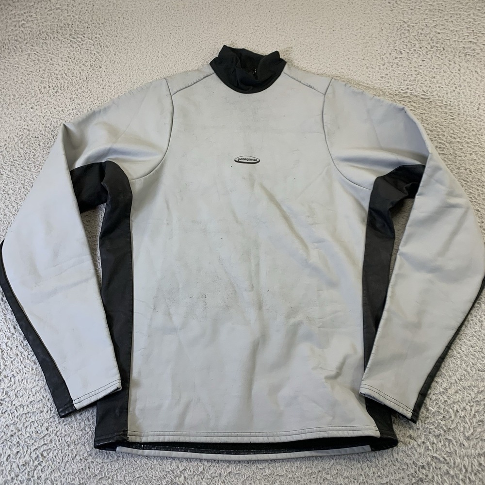 Vintage Patagonia Neoprene Jacket Mens Large Gray Fleece Lined USA Made Flaws